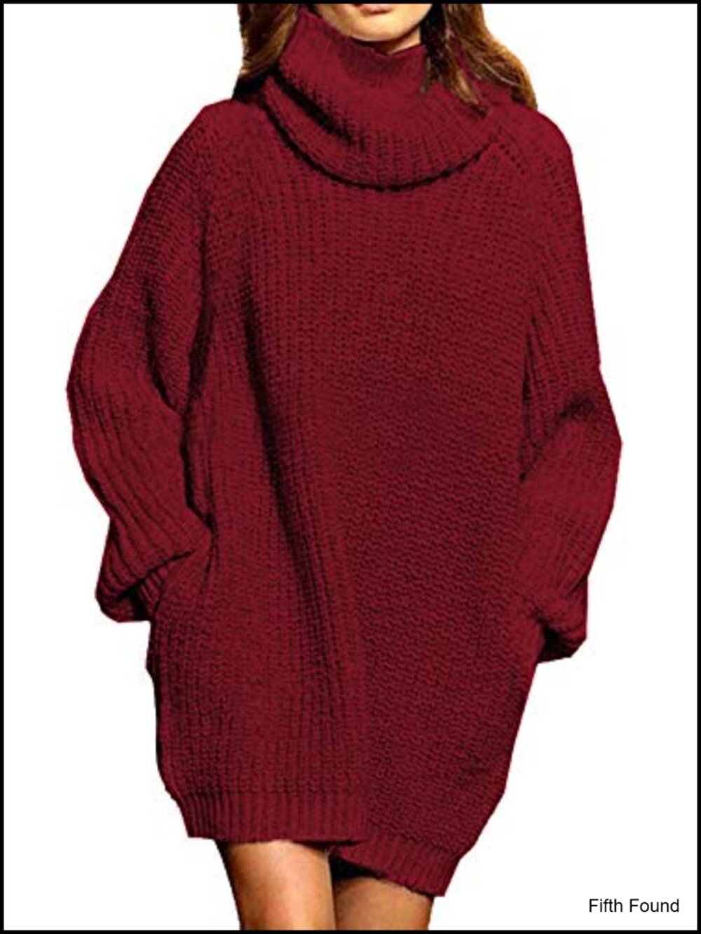 Oversized Turtleneck Sweater Dress Chunky Knit Mini Pullover with Pockets